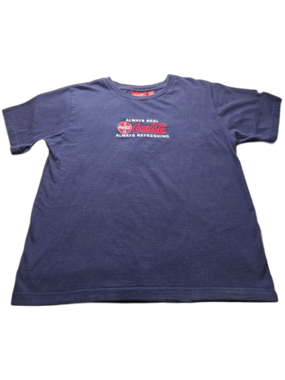 Vintage Coca-Cola Embroidered Tee Men’s Large Navy Licensed Y2K